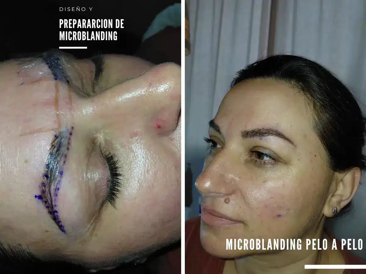 Antes y después de microblading pelo a pelo en cejas con poca densidad